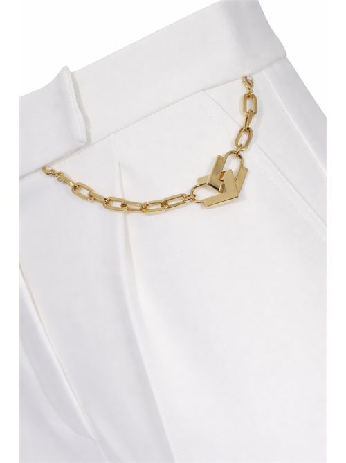 Shorts in gabardina di viscosa con logo gioiello Avorio Elisabetta Franchi | SH00561E2360